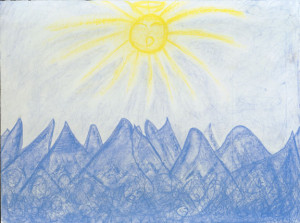Title: Beautiful Day, Style: Primitive, Medium: Watercolor Crayon on Paper, Size: 24" x 18" (61 cm x 46 cm), Created: 2004 Dec , Accession #04/5D
