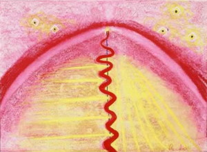 Title: Considered Containment, Style: Esoteric, Medium: Acrylic and Watercolor Crayon on Paper, Size: 30" x 22" (76 cm x 56 cm), Created: 2001 July , Accession #01/7P