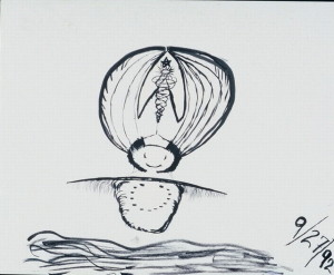 Title: Magic Hat, Style: Esoteric, Medium: Charcoal on Paper, Size: 24" x 18" (61 cm x 46 cm), Created: 2000 August, Accession #00/4D