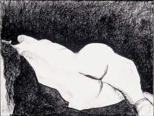 Title: Nude 1, Style: Symbolic, Medium: Charcoal on Paper, Size: 28" x 22" (71 cm x 56 cm), Created: 1993 June , Accession #93/1D