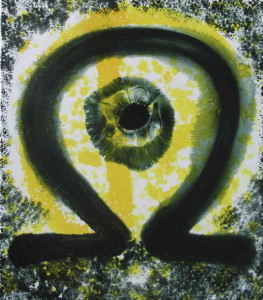 Title: Omega, Style: Symbolic, Medium: Acrylic on Canvas, Size: 24" x 30" (61 cm x 76 cm), Created: 1992, Accession #92/24P