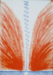 Title: Roots Up, Style: Esoteric, Medium: Pastel on Paper, Size: 11.75" x 16.5" (30 cm x 42 cm), Created: 2002 March 12, Accession #02/1D