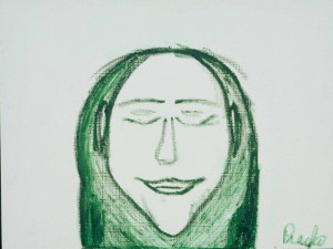 Title: Slavic Girl, Style: Allegoric, Medium: Oil Pastel on Canvas, Size: 16" x 12" (41 cm x 30 cm), Created: 2002 April 2, Accession #02/3D